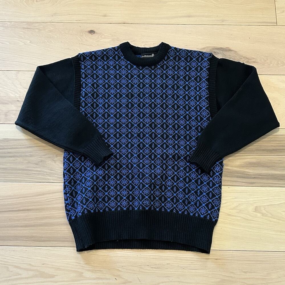 Vintage Demetre Wool Crew Sweater Blue / Black Women’s Large